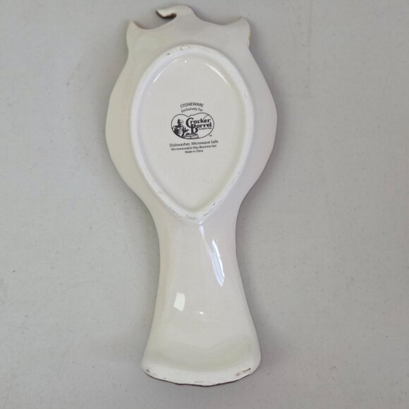 Owl Spoon Rest Halloween Thanksgiving Fall Harvest Ceramic Cracker Barrel - Picture 2 of 5